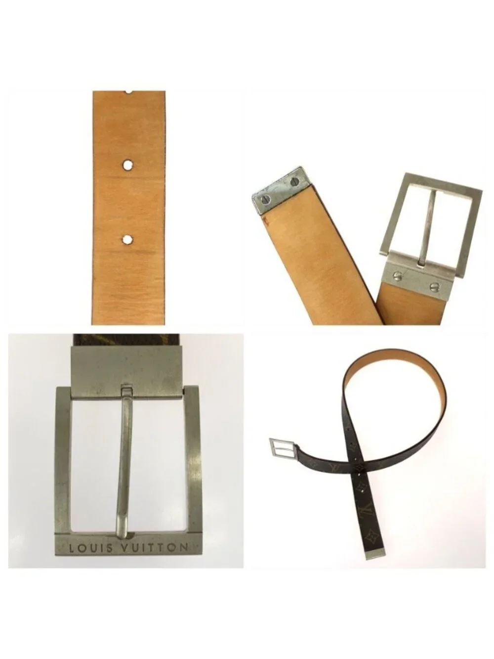 Louis Vuitton Monogram Line 90 Brown Silver Metal Belt